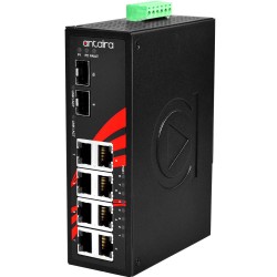 10 ports RJ45 switch med 8 ports RJ45 og 2 ports SFP