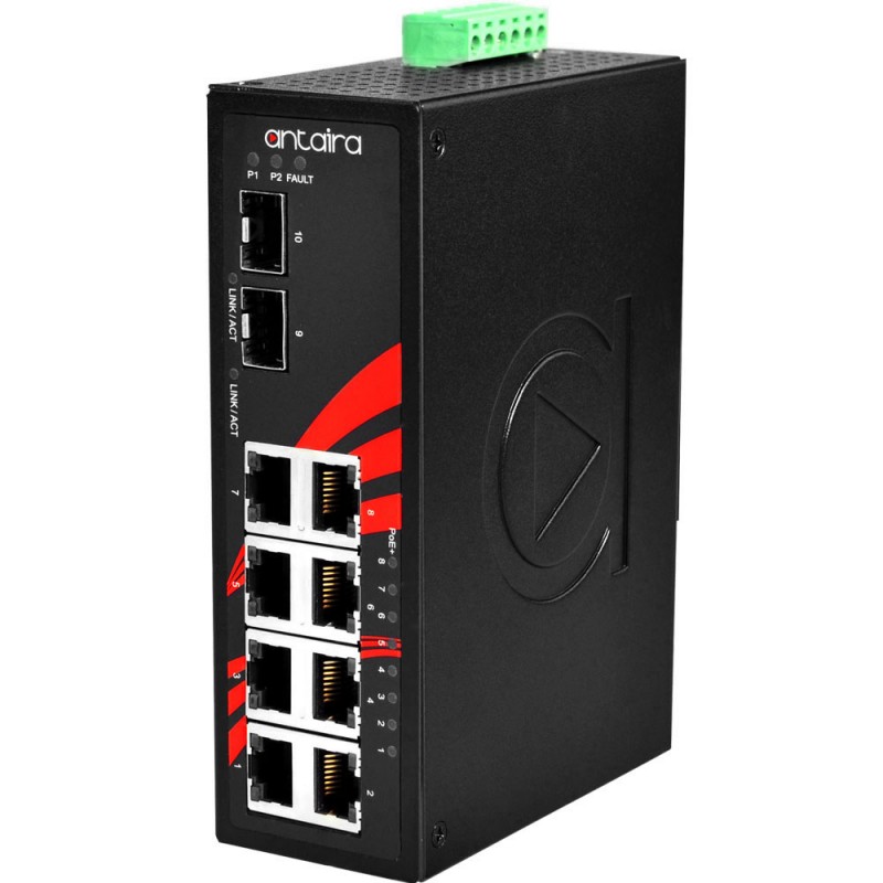 10 ports RJ45 switch with 8 ports RJ45 and 2 ports SFP