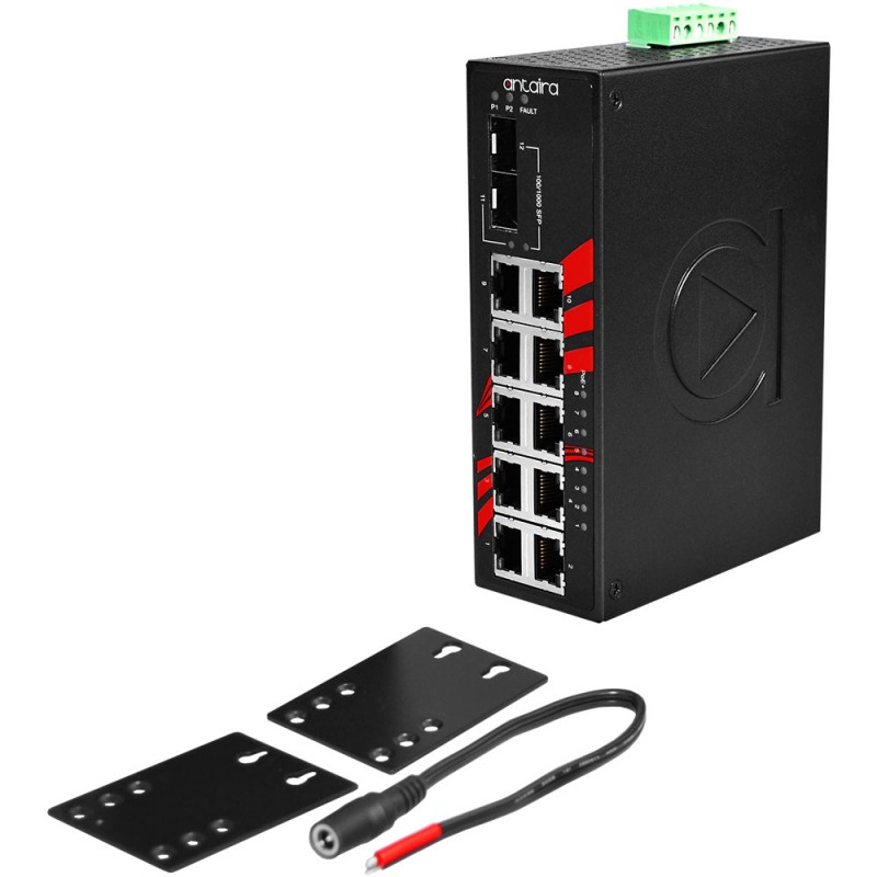 12Ports industriel PoE+ Gigabit unmanaged switch, -40° to 75°C