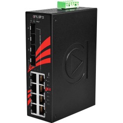 12-Ports industriel Gigabit PoE+ switch, 8 x RJ45, 4 x SFP, -40° to 75° C