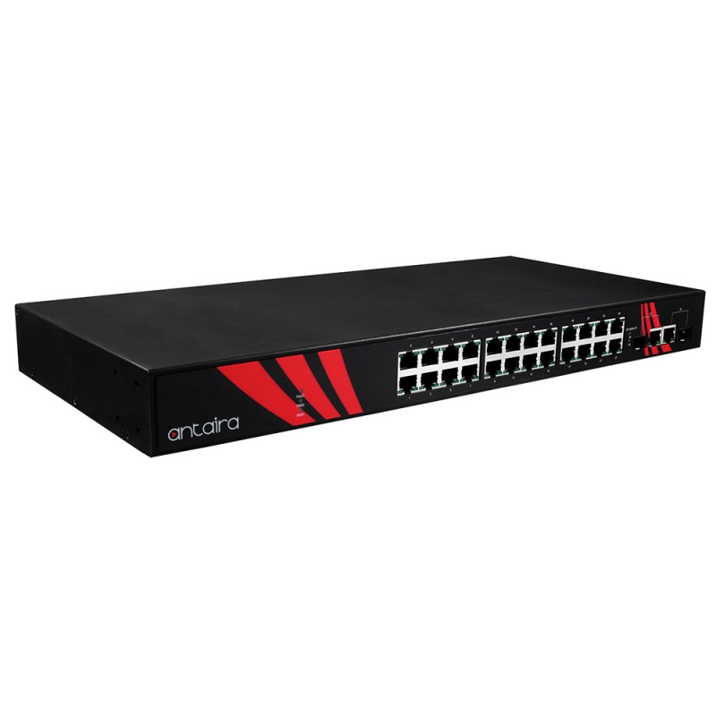 26-Port Industrial 1U 19 "Rackmount PoE + Gigabit Unmanaged Switch