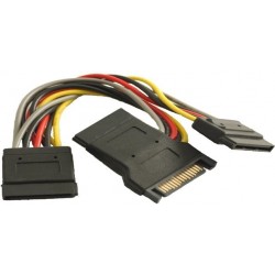 SATA kabel med 3 x strømstik