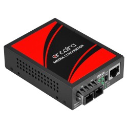 Mediekonverter RJ45 til fiber. RJ45 10/100/1000Mbit. Fiber 1000Mbit, SC, Multi Mode