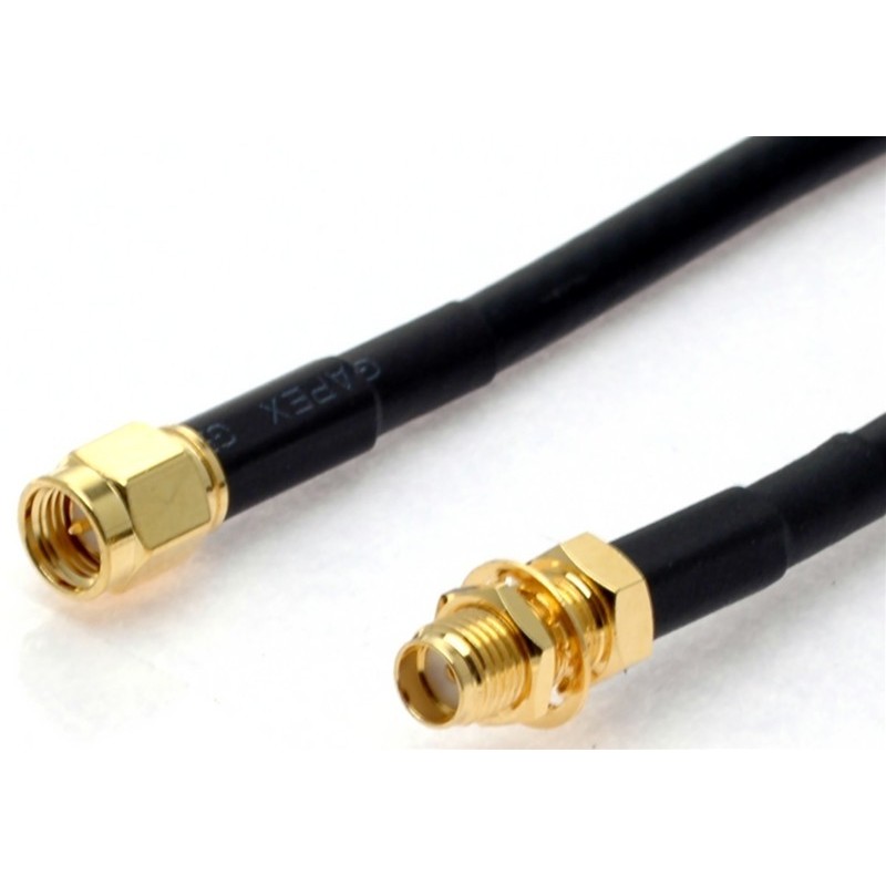 SMA Male to Female Antenna Cable, 1m, 50 Ohm, Gold-Plated