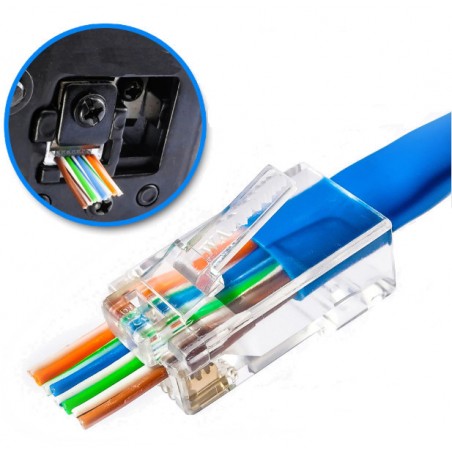 RJ45-stik til UTP Cat.5/6 med gennemgående huller | Guldbelagt