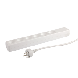 Stikkontakt med 6 udtag og jord, 7m kabel