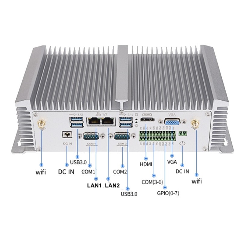 Embedded industrial PC with the RS-232/422/485 Fanless, 8 USB ports with the SIM socket for 3G and 4G