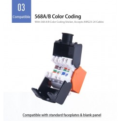 Keystone Jack RJ45 hun stik plast, genanvendelig, flere farver