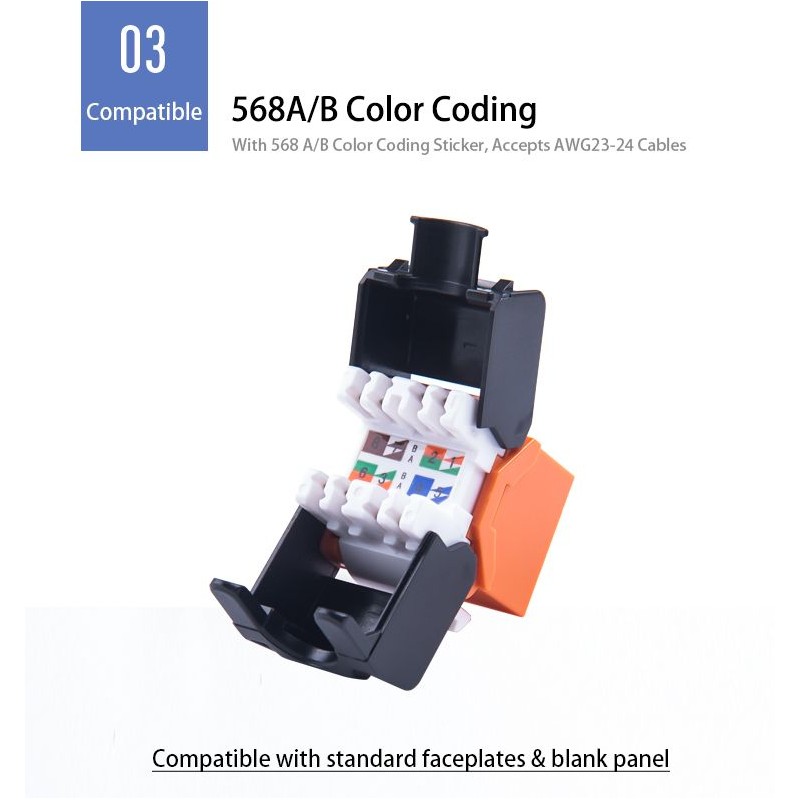 Keystone Jack RJ45 hun stik plast, genanvendelig, flere farver