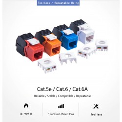 Keystone Jack RJ45 hun stik plast, genanvendelig, flere farver