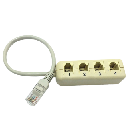 RJ45 til 4 x RJ11 til analoge telefoner