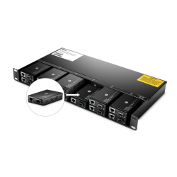 Kabinet, kasse til mediekonverter, plads til 12 mediekonverter, Rackmontering