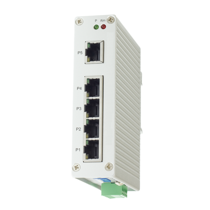 5 Port Unmanaged Industriel switch. 5 x 10/100Mbit. -25 - +70°C