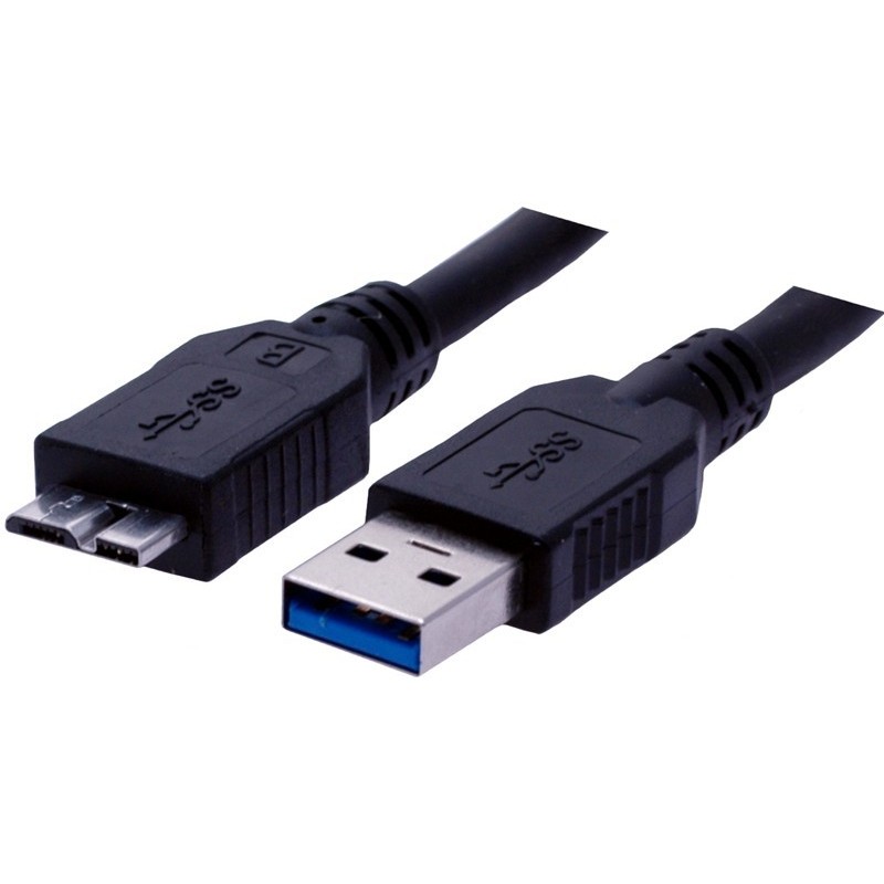 USB 3.0 cable, A male – micro USB3.0 male, AWG28, black, 0.6m