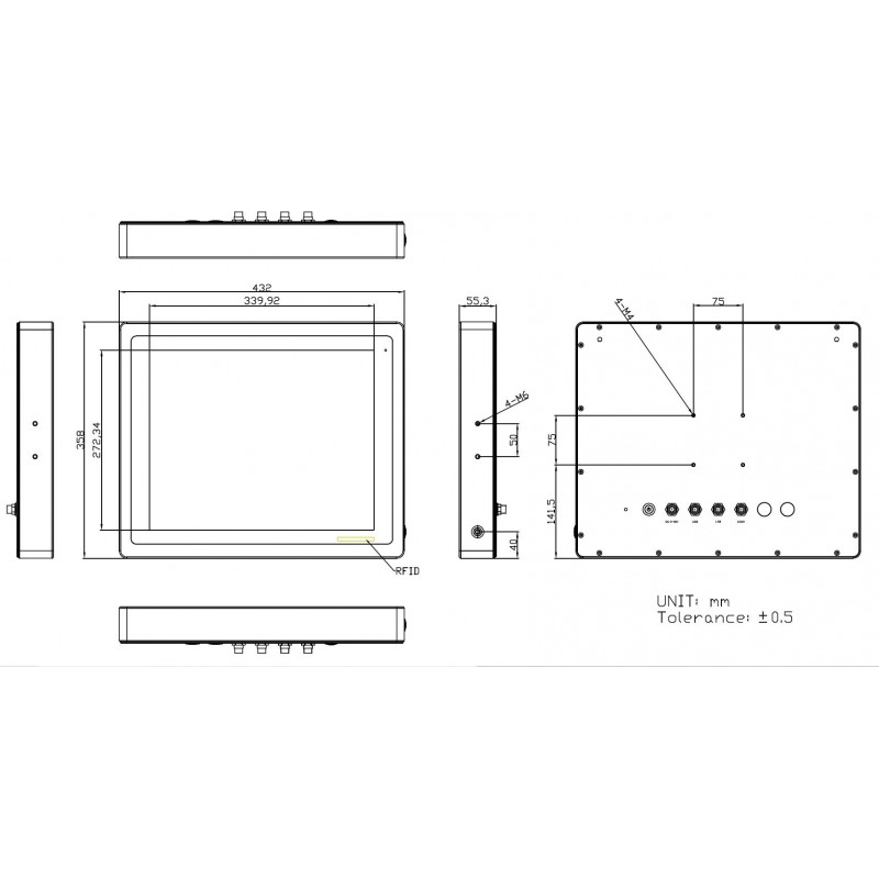 Industriel 17″ panel-pc i rustfrit stål – Core i, M.2-udvidelse, IP66/IP69K