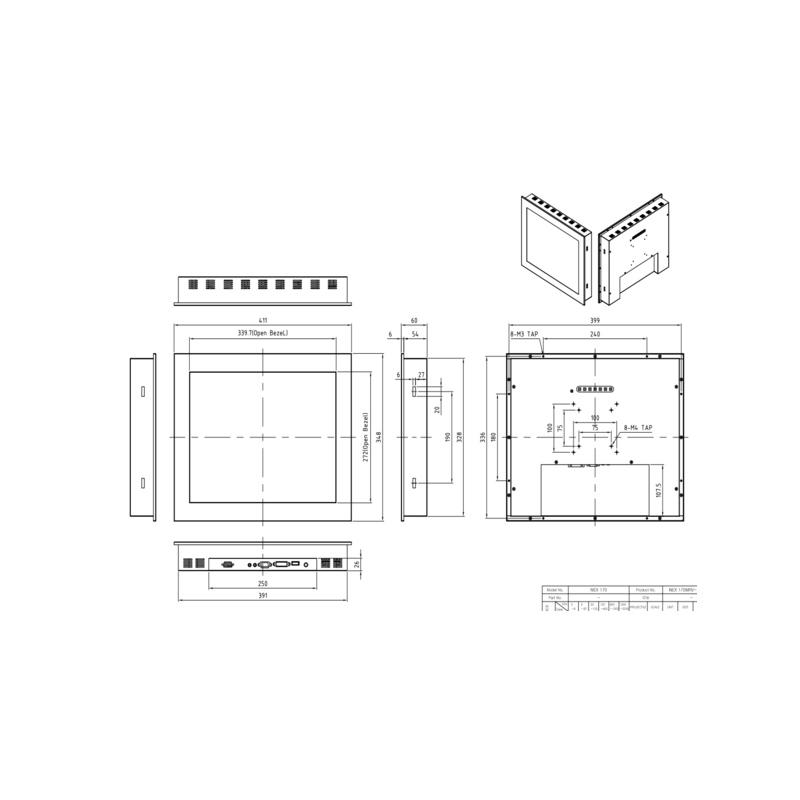 19" panel monitor - VESA - PCAP touch - VGA