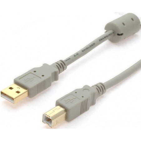 USB2 kabel, A han – B han med ferritkerne, 2m