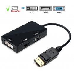 DisplayPort DP to VGA, HDMI and DVI - 3 in 1 converter cable, 1080P