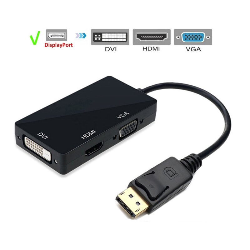 DisplayPort DP to VGA, HDMI and DVI - 3 in 1 converter cable, 1080P