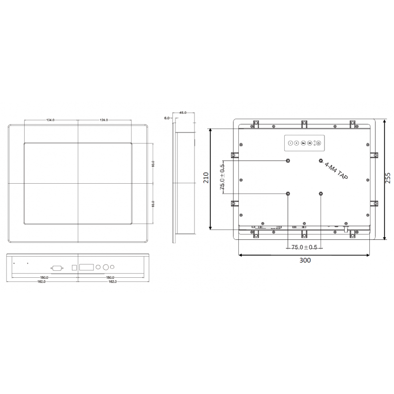 12.1" Monitor - High nits - 1000 nits - touch - VGA, HDMI, USB, Displayport