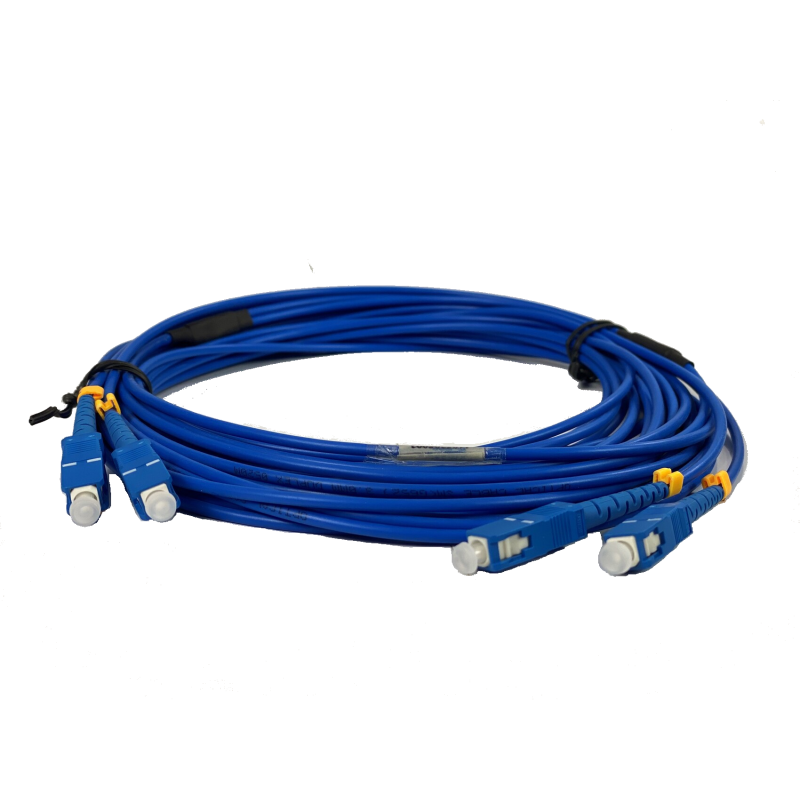 Holdbart 30 m armeret Single Mode Fiberkabel, SC-SC, Blå