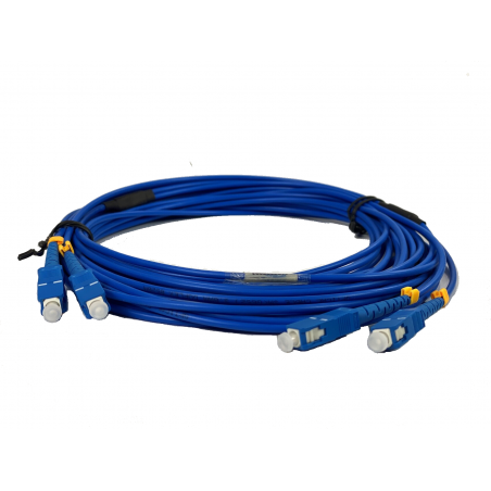 Holdbart 30 m armeret Single Mode Fiberkabel, SC-SC, Blå