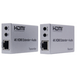 4K HDMI Extender 100M with audio input, infrared, CAT5e, CAT6 - transmitter and receiver