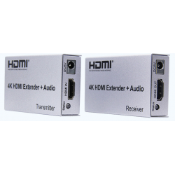 4K HDMI Extender 100M with audio input, infrared, CAT5e, CAT6 - transmitter and receiver