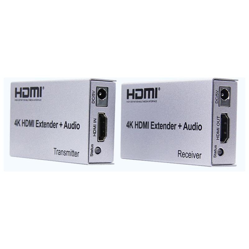 4K HDMI Extender 100M with audio input, infrared, CAT5e, CAT6 - transmitter and receiver