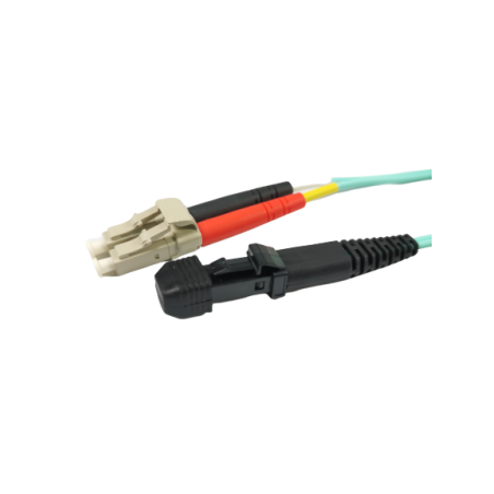 MTRJ Fiberkabel, Multi mode, MTRJ HUN - LC, 1m, 50/125my, OM3, Aqua, LSZH, Duplex