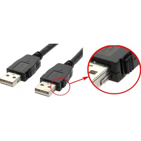 USB kabel med mekanisk lås. USB A han – A han, 2 meter