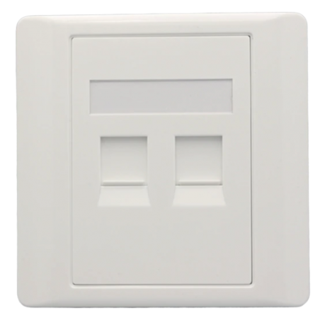 RJ45 frontpanel til vægmontering - Keystone - 2 porte - Udtag