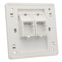 RJ45 frontpanel til vægmontering - Keystone - 2 porte - Udtag