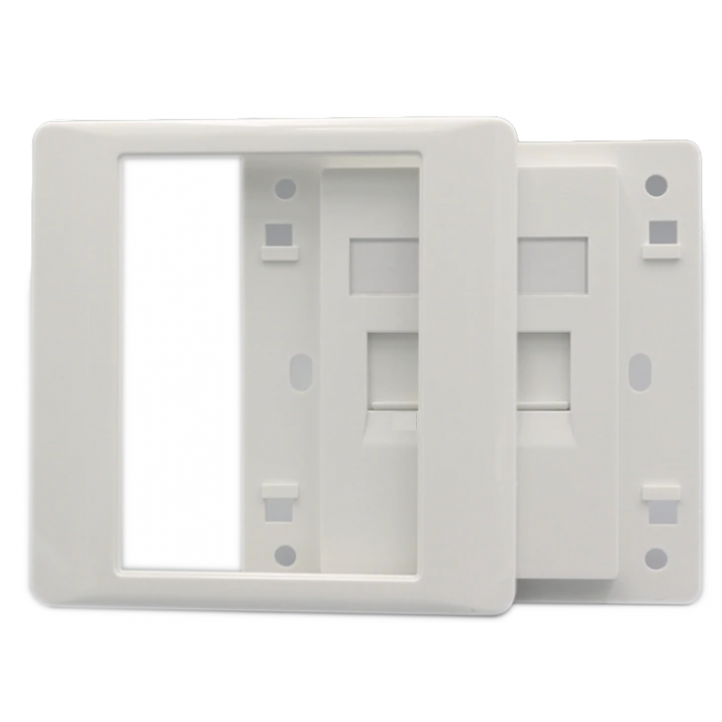 RJ45 frontpanel til vægmontering - Keystone - 2 porte - Udtag