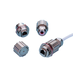 Waterproof RJ45 chassis mount connector - IP68 rated, (13/16"-UNEF28)