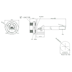Vandtæt RJ45 chassis-stik, 21 mm gevind - til udendørsbrug