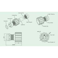 RJ45 waterproof housing for network cable with RJ45, with bayonet