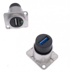 Skærmet USB 3.0 gennemgangs stik - Type A - A hun til montage