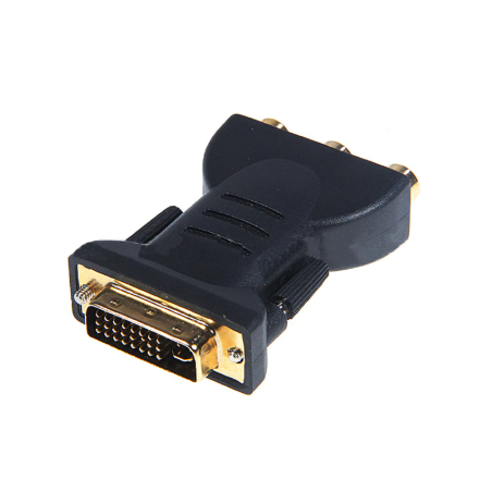 DVI-A han til 3 RCA/phono hun stik-adapter. Analog video fra DVI-A til RGB