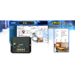 8 port Managed switch 8 x 10/100/1000Mbit RJ45. Fiber 2 x 100/1000Mbit SFP. PoE+