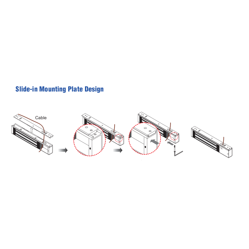Elektronisk dørmagnet 272kg holdekraft, valgfri 12VDC/24VDC 6Watt.