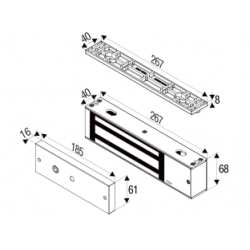 Powerful electronic door magnet, 540 kg holding force, 12 / 24VDC for doors and gates.