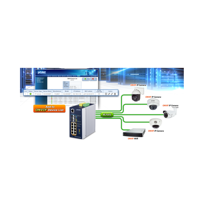 8 ports 10/100/1000Mbit RJ45, PoE++ 2 port 100/1000Mbit og 2 port 10Gbit SFP slot, Managed