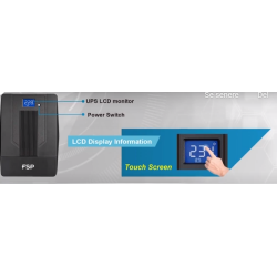 2000VA/1200W UPS nødstrømsforsyning med LCD touch display. 2 batteri.