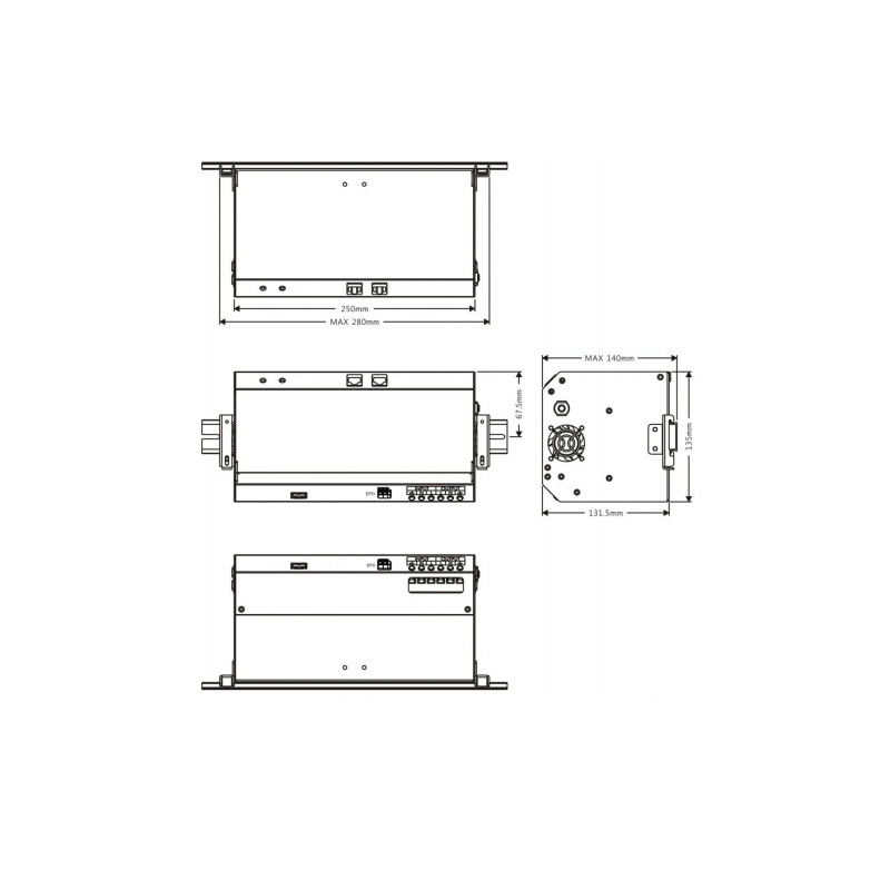 500VA/300W UPS til DIN-skinne, inkl. 1 stk. 12V batteri, line-interaktiv