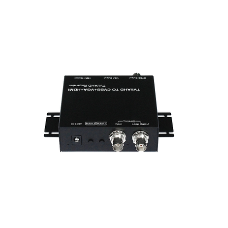 AHD, TVI, CVI video converter to Composite CVBS, HDMI, VGA with loop out for video surveillance