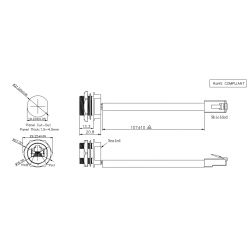 Vandtæt RJ45 chassis-stik, 21 mm gevind - til udendørsbrug