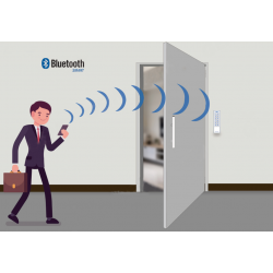 Adgangskontrol styring af dør via mobiltelefonens Bluetooth, med RFID læser og PIN-kode