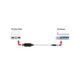 DC-DC konverter USB step-up fra 5V USB til 12V/0.7A, 5.5x2.1mm