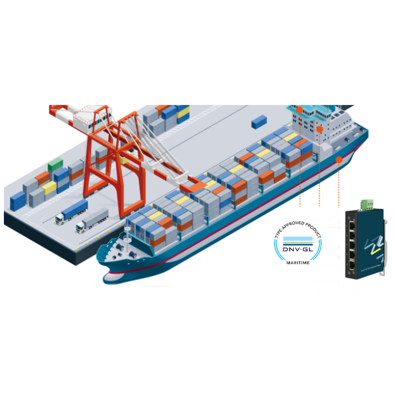 5 ports Gigabit DNV GL marinegodkendt switch - Robust og kompakt